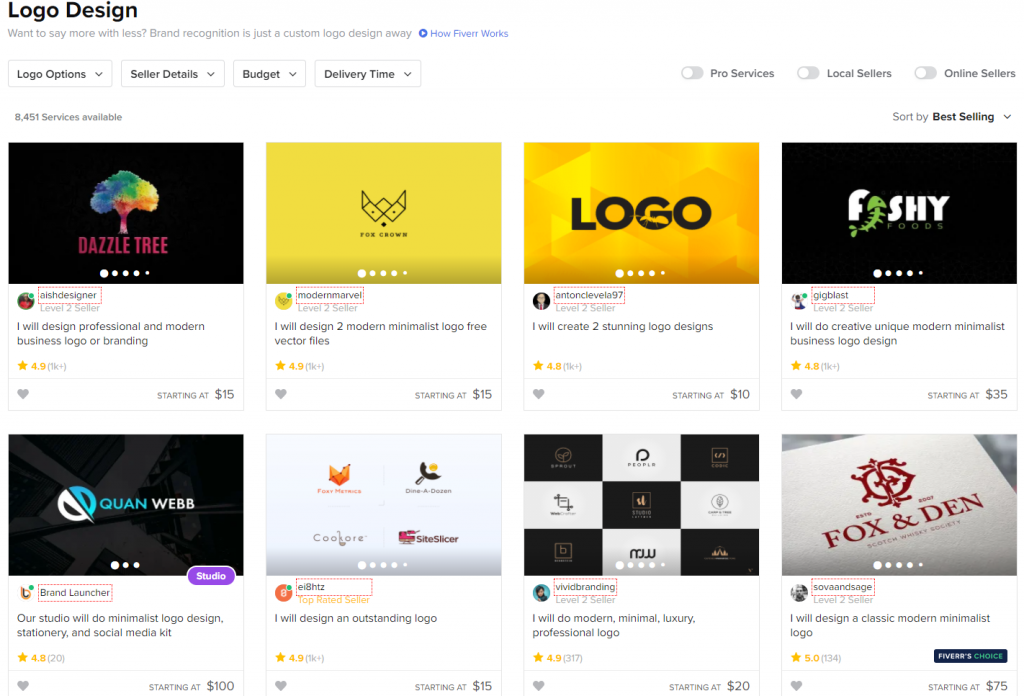 fiverr logo design homepage